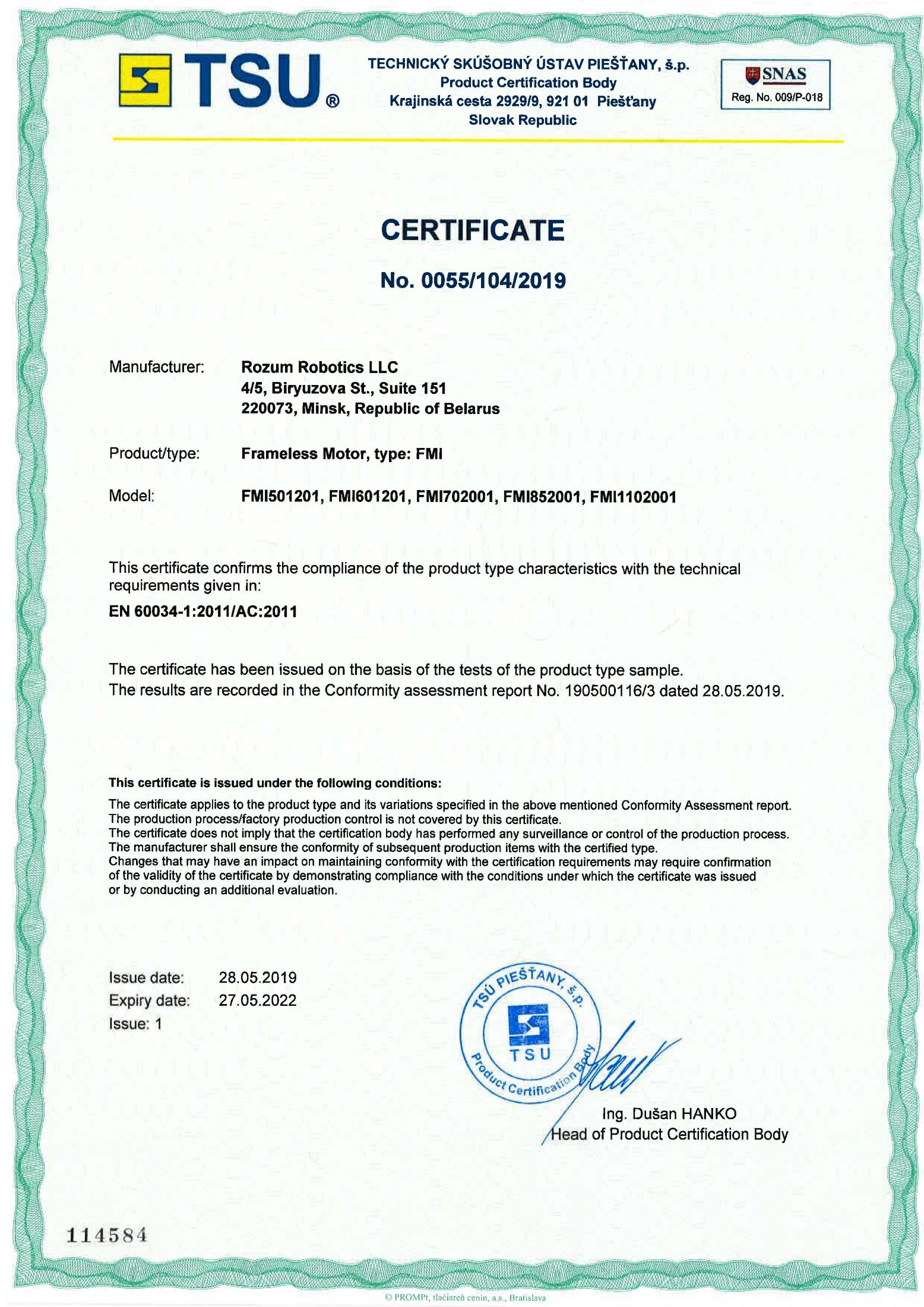 EU/CE Certificates Received